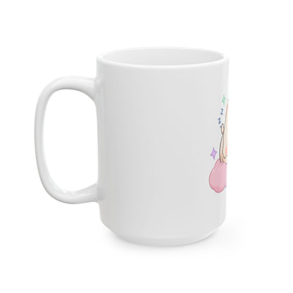 Kawaii Sleeping Cat Mug, Cute Cloud Cat Ceramic Cup