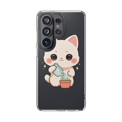 Kawaii Cat Phone Case, Cute Plant Lover Gift