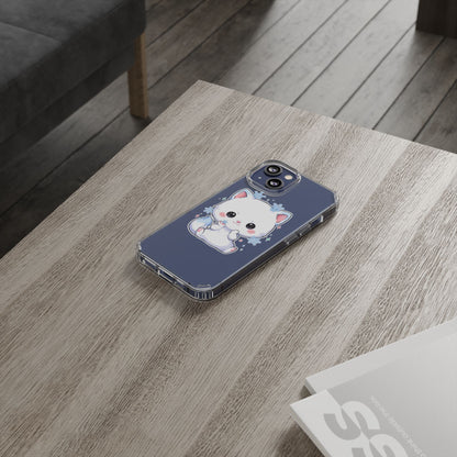 Kawaii Arctic Fox Phone Case, Cute Snowflake Clear Case