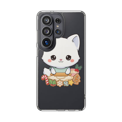 Christmas Fox Clear Phone Case, Kawaii Cookie Baker
