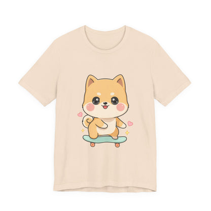 Kawaii Shiba Inu Skateboarder Tee for Dog Lovers