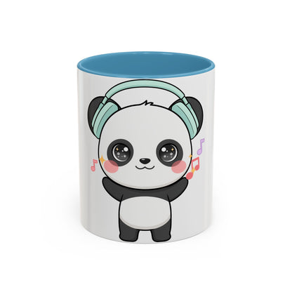 Kawaii Panda Music Mug, Colorful Accent Coffee Mug
