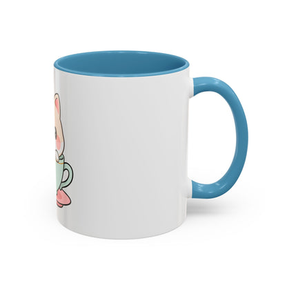 Kawaii Cat Coffee Mug, Cute Cat in Teacup Accent Mug