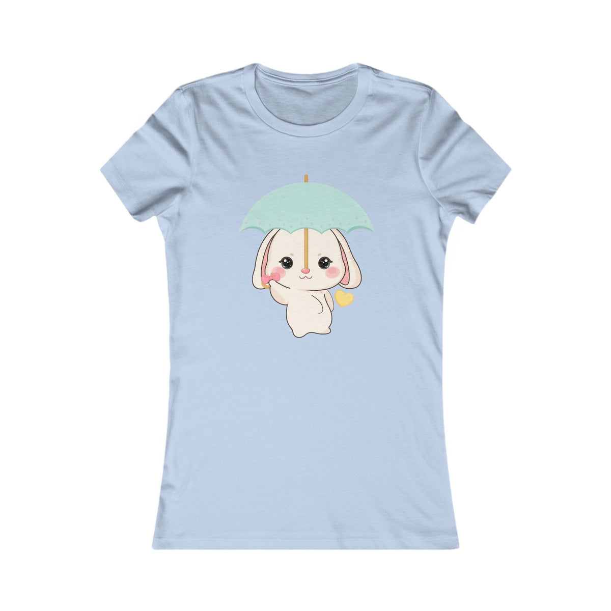 Kawaii Bunny T-Shirt: Sweet Umbrella Day