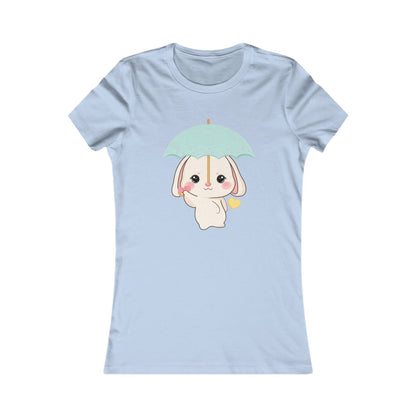 Kawaii Bunny T-Shirt: Sweet Umbrella Day