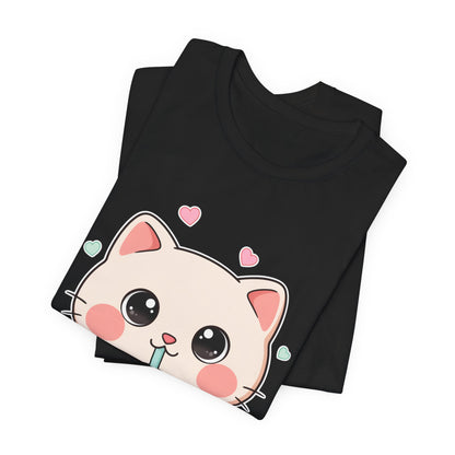 Kawaii Bubble Tea Cat T-Shirt for Cat and Boba Lovers