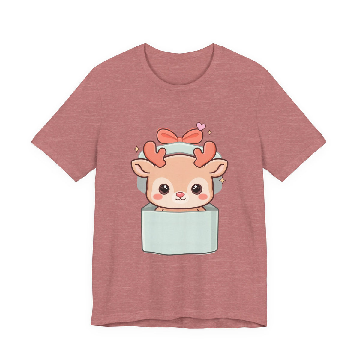 Kawaii Reindeer T-Shirt – Cute Gift Box Christmas Tee