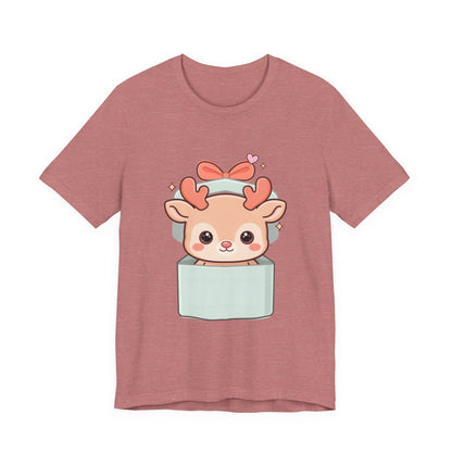 Kawaii Reindeer T-Shirt – Cute Gift Box Christmas Tee