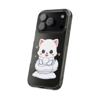 Kawaii Arctic Fox Phone Case, Cute Snow Day Gift