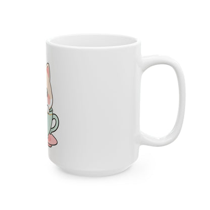Kawaii Cat Mug, Cute Tea Lover Gift for Cat Fans