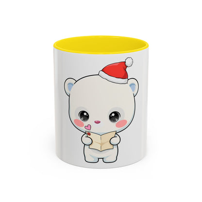 Kawaii Polar Bear Christmas Mug – Santa Letter Accent Mug