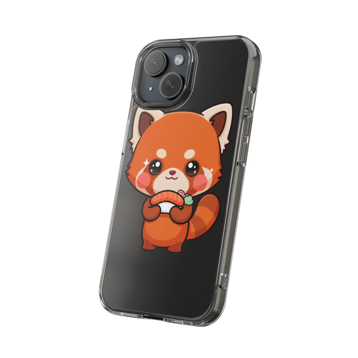 Red Panda Sushi Phone Case, Cute Kawaii Clear Case