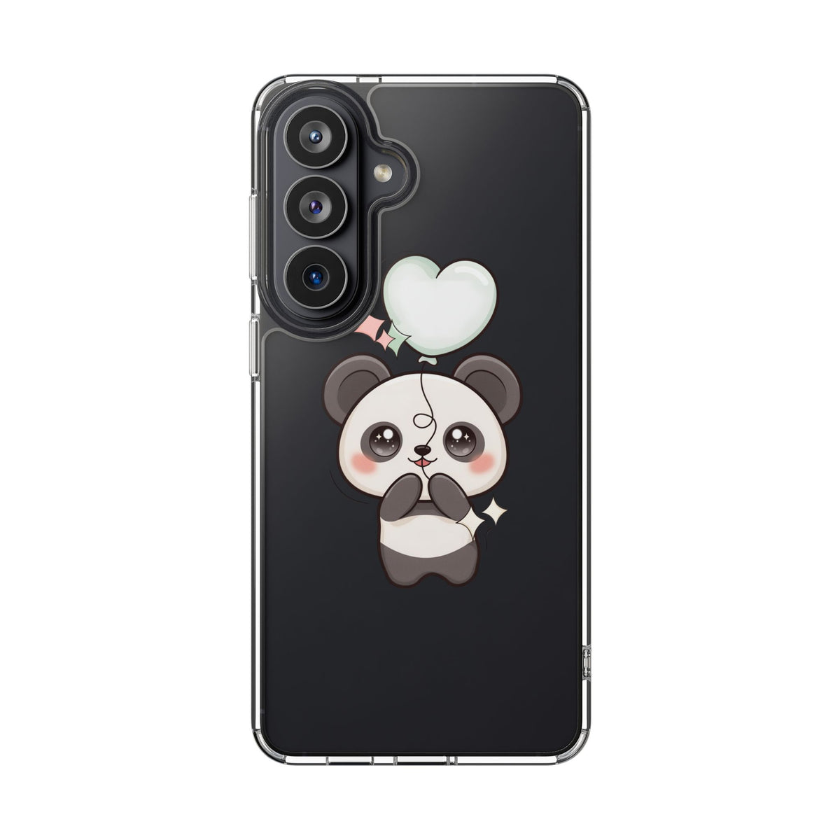 Kawaii Panda Clear Phone Case with Balloon