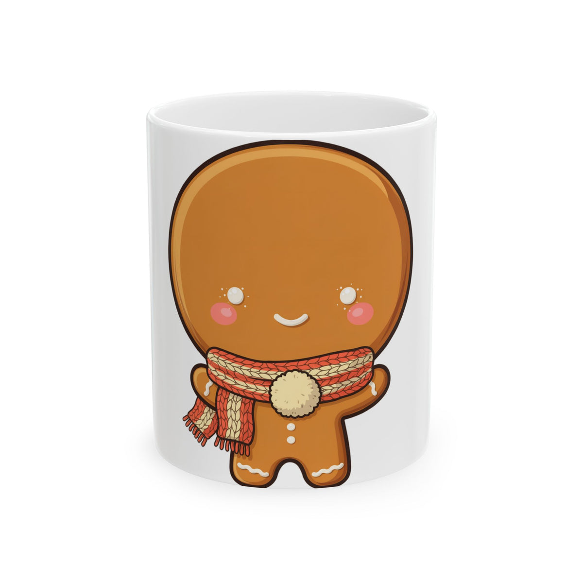 Gingerbread Man Christmas Mug, Cute Holiday Ceramic Coffee Cup