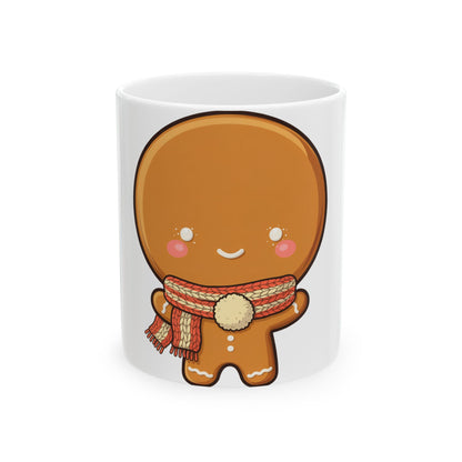 Gingerbread Man Christmas Mug, Cute Holiday Ceramic Coffee Cup