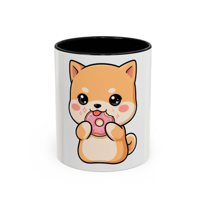 Shiba Inu Donut Mug, Kawaii Accent Coffee Mug