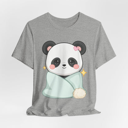 Kawaii Panda T-Shirt, Cozy Blanket Chibi Animal Tee