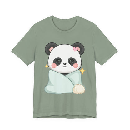 Kawaii Panda T-Shirt, Cozy Blanket Chibi Animal Tee
