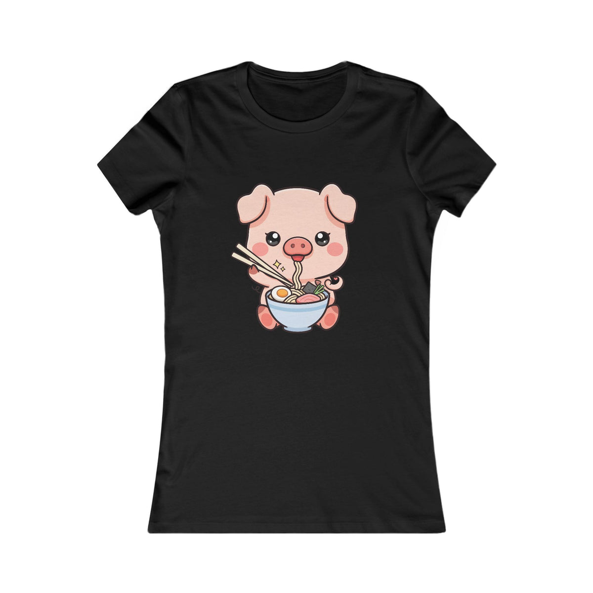 Kawaii Pig Ramen Tee for Cute Foodie Fans