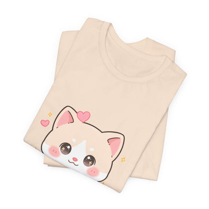 Kawaii Reading Cat T-Shirt for Book Lovers