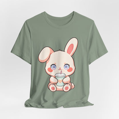Kawaii Bunny Coffee T-Shirt: Cute Latte Lover Tee