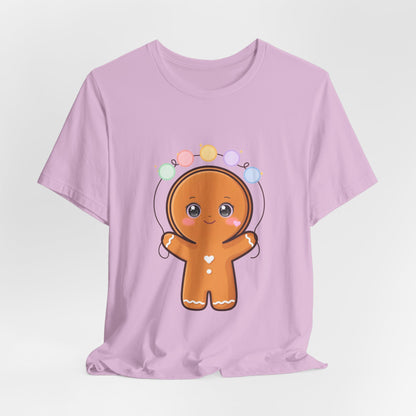 Kawaii Gingerbread Man Christmas T-Shirt, Cute Holiday Tee