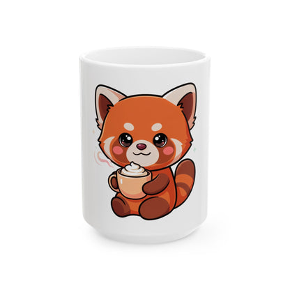 Red Panda Latte Mug, Cute Kawaii Ceramic Coffee Cup