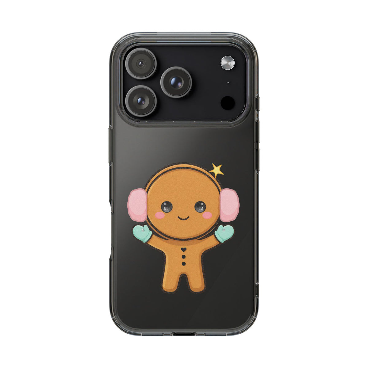 Kawaii Gingerbread Phone Case, Cute Winter Character