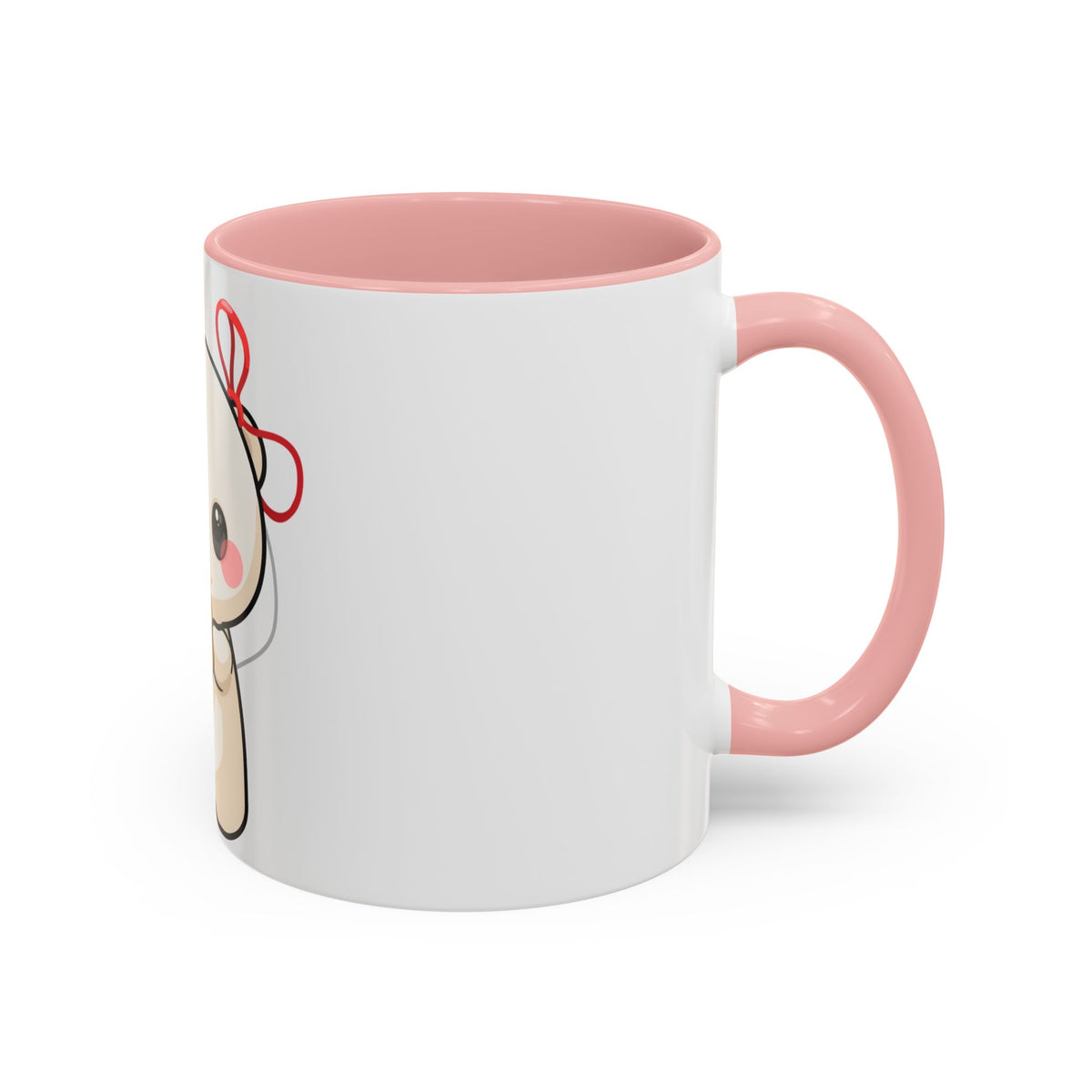 Kawaii Polar Bear Mug, Cute Jingle Bell Accent Coffee Cup