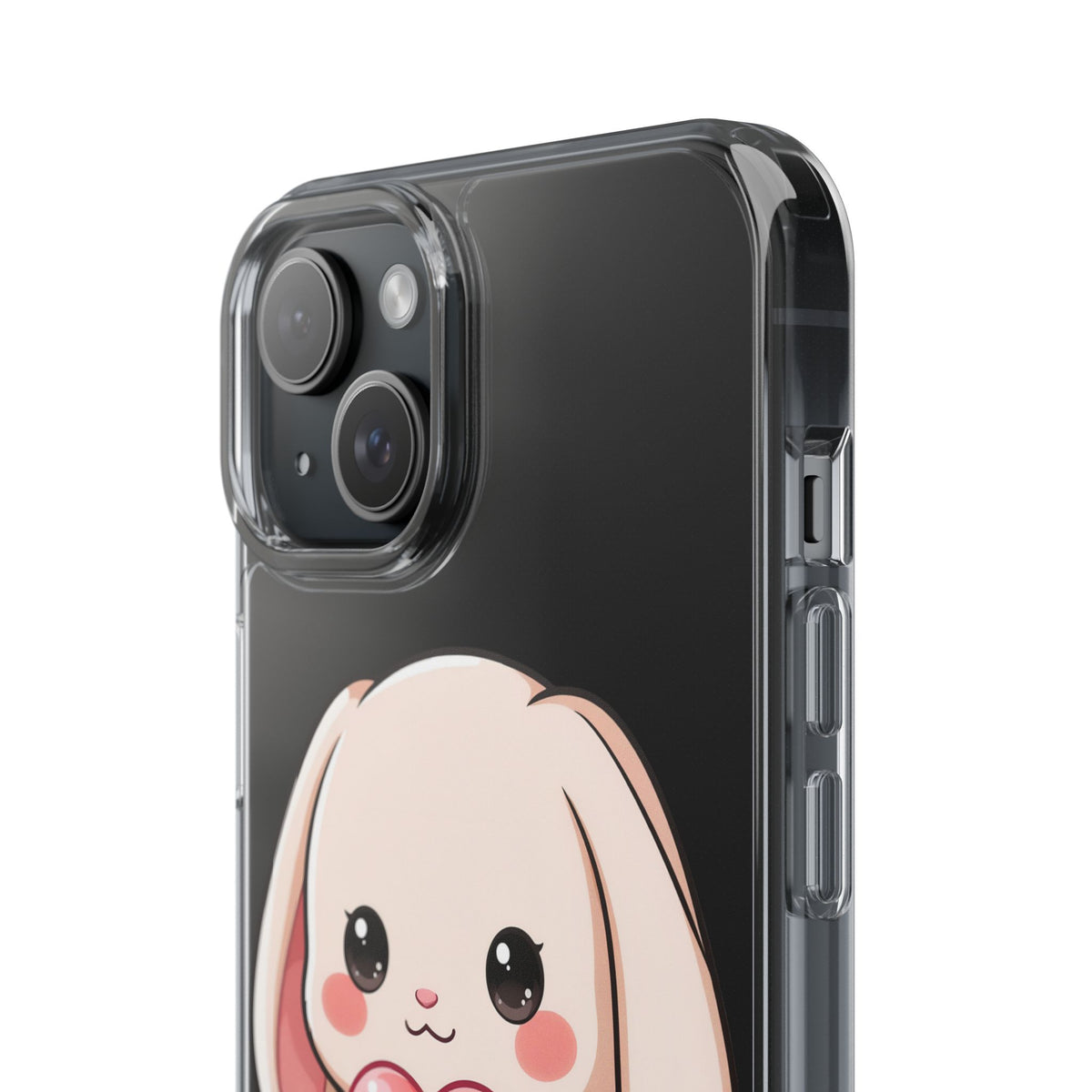 Kawaii Bunny Clear Phone Case with Heart