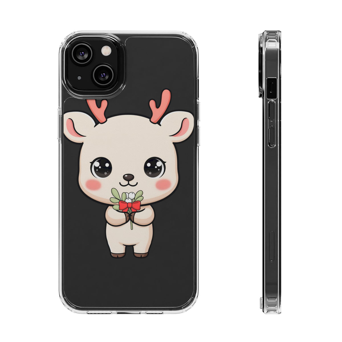 Kawaii Christmas Reindeer Clear Phone Case Gift