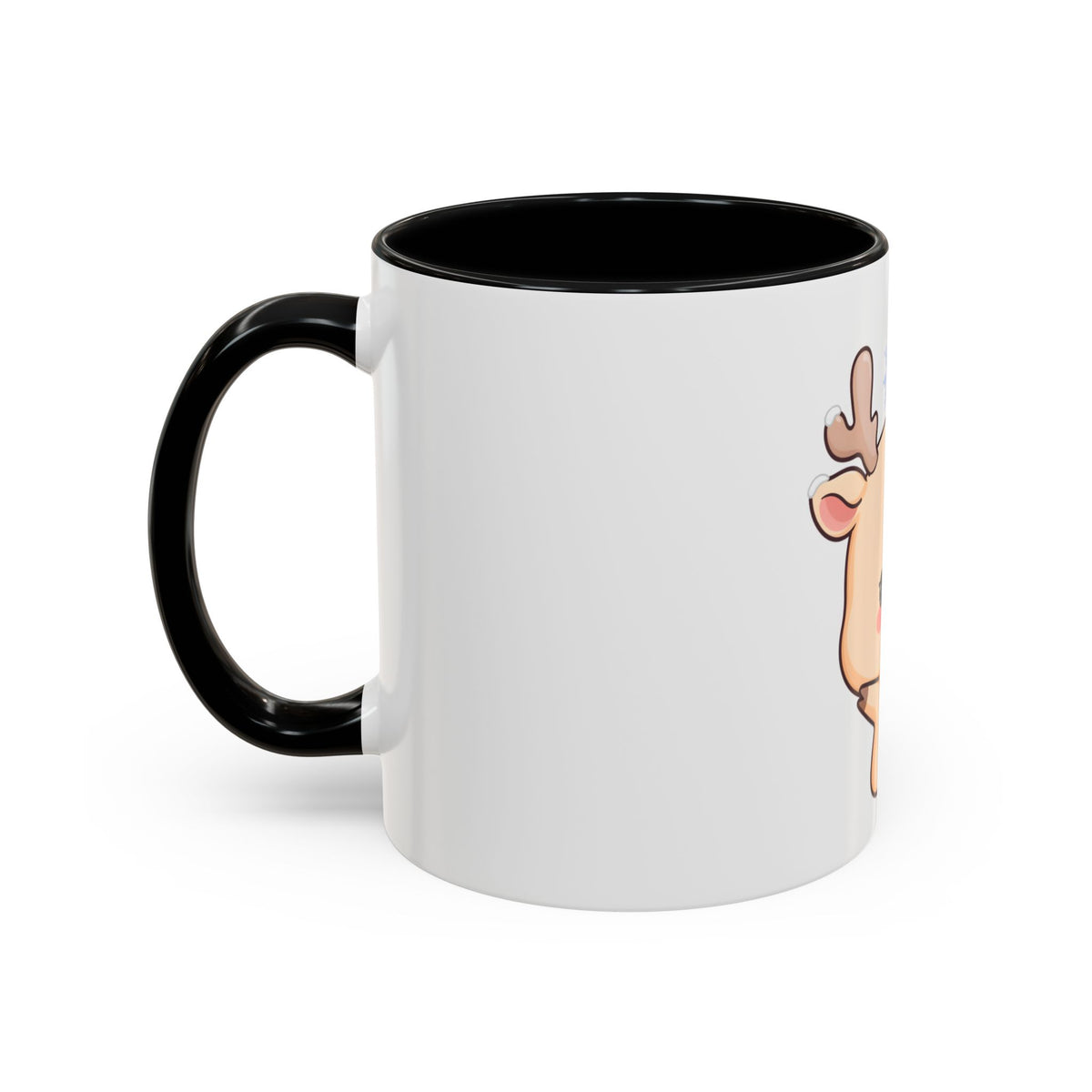Kawaii Reindeer Accent Coffee Mug for Cozy Winter Sips