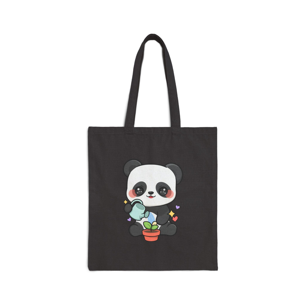 Kawaii Panda Cotton Canvas Tote Bag for Plant Lovers