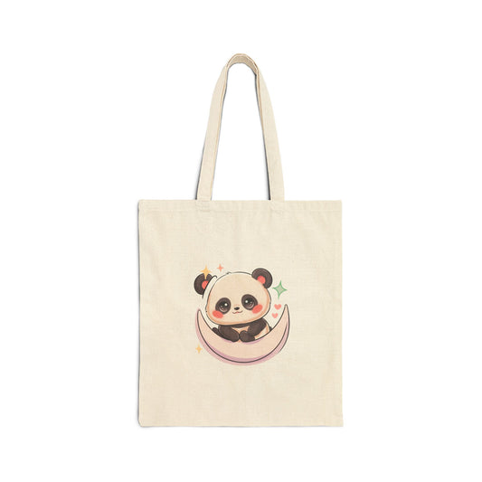 Kawaii Panda Tote Bag, Cute Moonlit Chibi Animal
