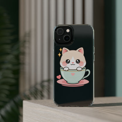 Kawaii Cat Phone Case, Cute Teacup Kitty Gift