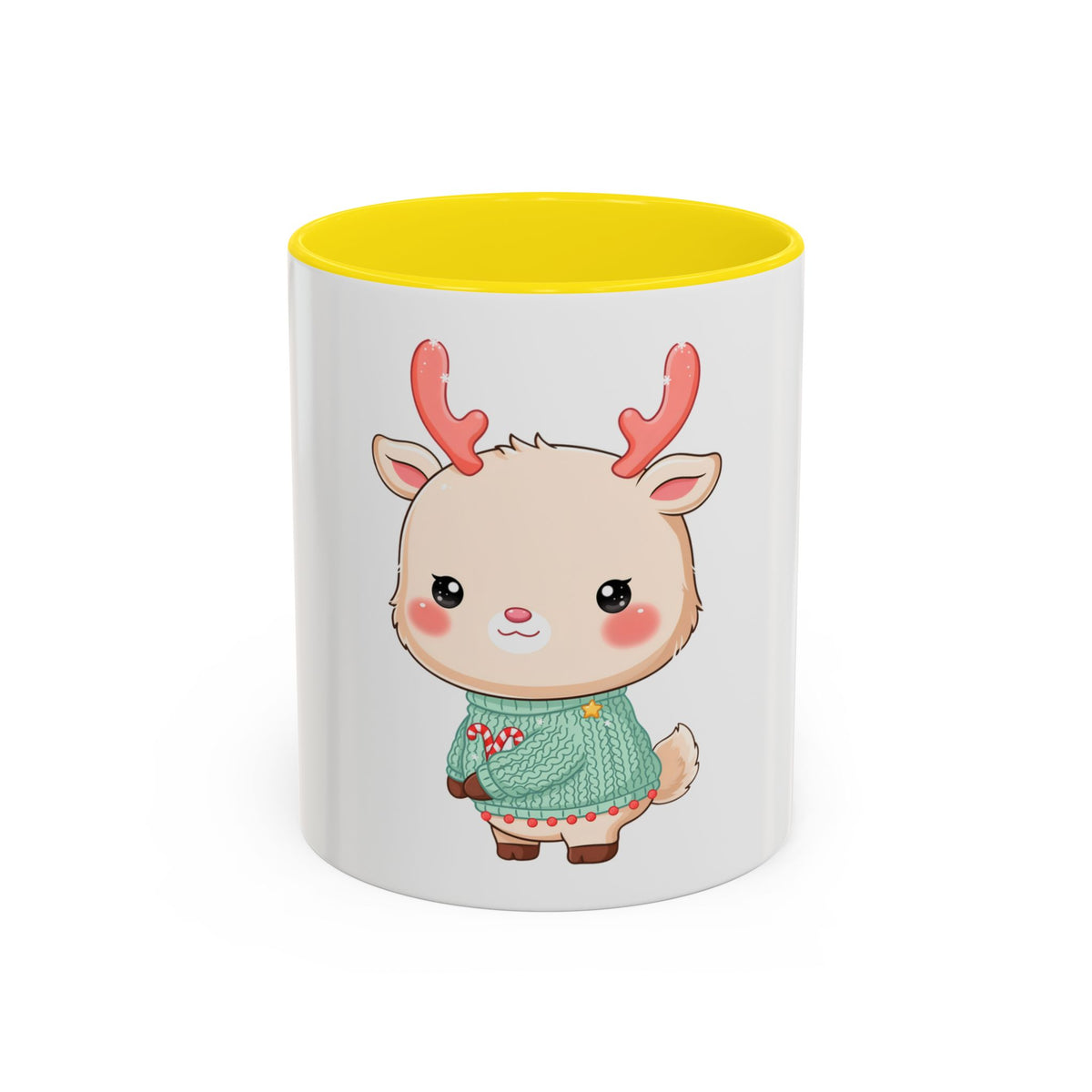 Kawaii Reindeer Christmas Mug – Cute Holiday Accent Coffee Mug