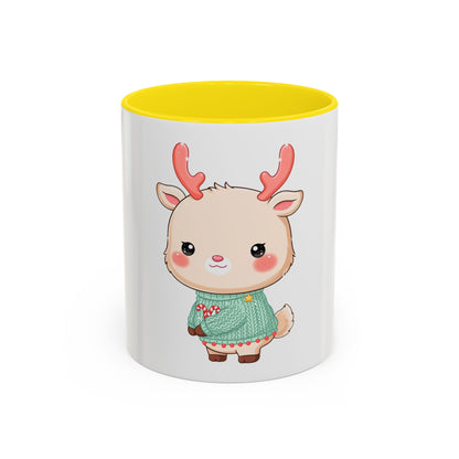 Kawaii Reindeer Christmas Mug – Cute Holiday Accent Coffee Mug