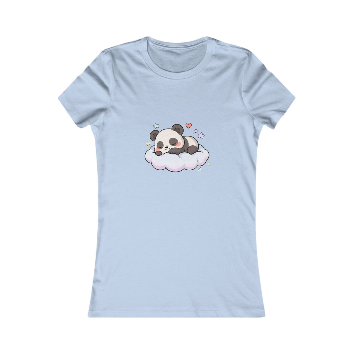 Kawaii Panda Women's Tee, Sleeping Panda on a Cloud