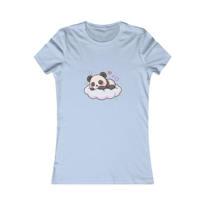 Kawaii Panda Women's Tee, Sleeping Panda on a Cloud