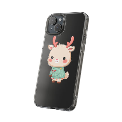 Kawaii Reindeer Clear Impact-Resistant Phone Case