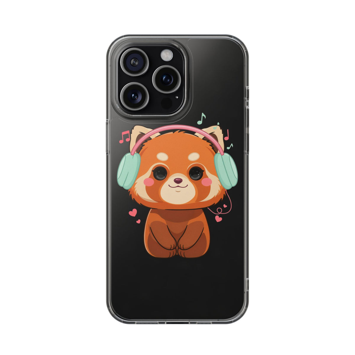 Red Panda Phone Case, Kawaii Music Lover Clear Case