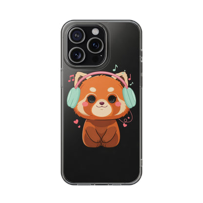 Red Panda Phone Case, Kawaii Music Lover Clear Case