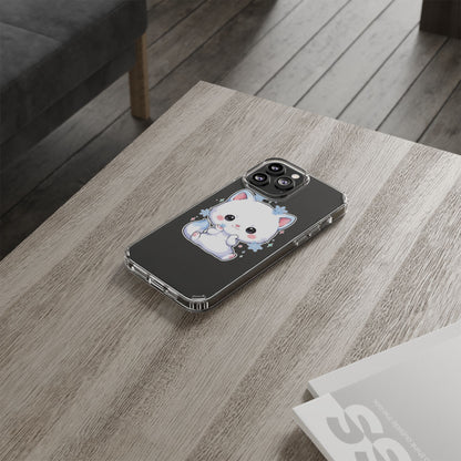 Kawaii Arctic Fox Phone Case, Cute Snowflake Clear Case