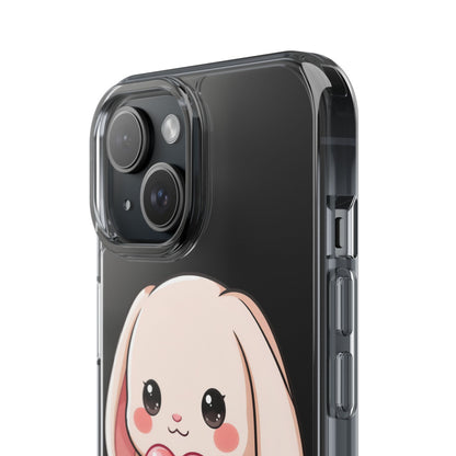 Kawaii Bunny Clear Phone Case with Heart