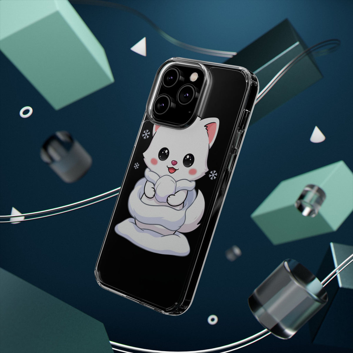 Kawaii Arctic Fox Phone Case, Cute Snow Day Gift