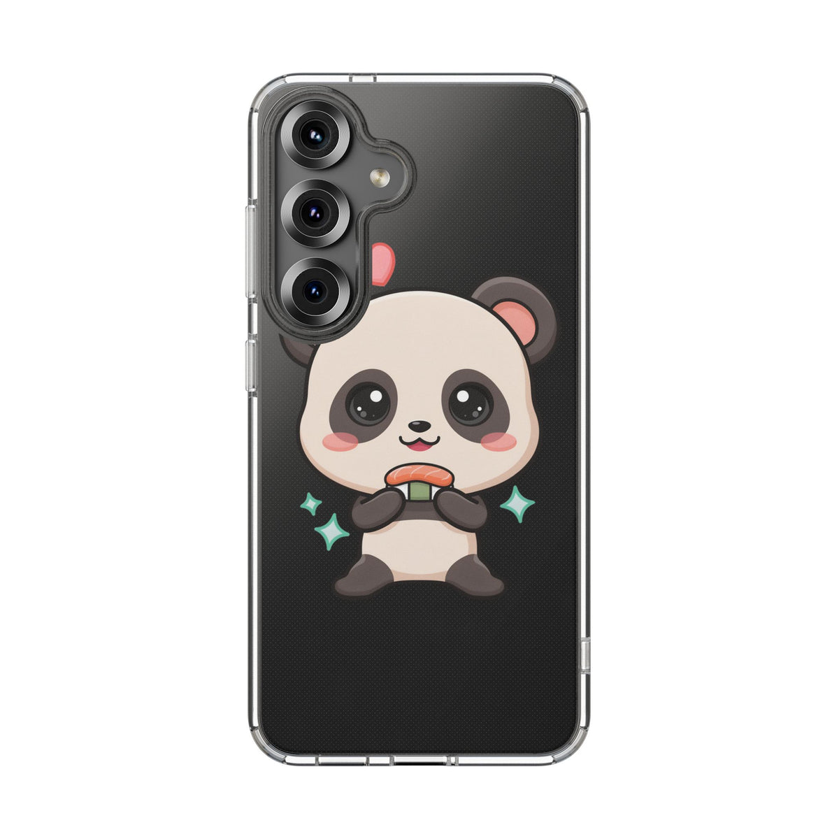 Kawaii Panda Sushi Phone Case, Clear Impact-Resistant Case