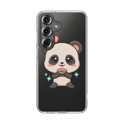 Kawaii Panda Sushi Phone Case, Clear Impact-Resistant Case