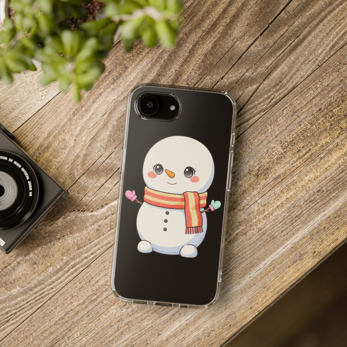 Kawaii Snowman Phone Case – Cute Christmas Clear Case