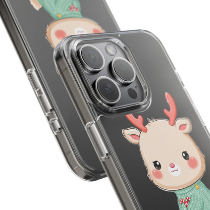 Kawaii Reindeer Clear Impact-Resistant Phone Case