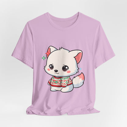 Kawaii Arctic Fox Christmas T-Shirt for Cute Holiday Fans